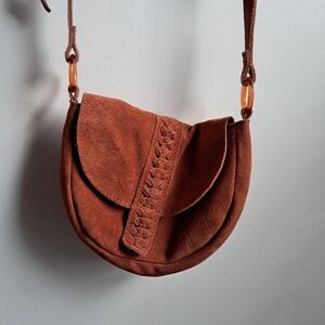 World Market Brown Suede Mini Crossbody Bag